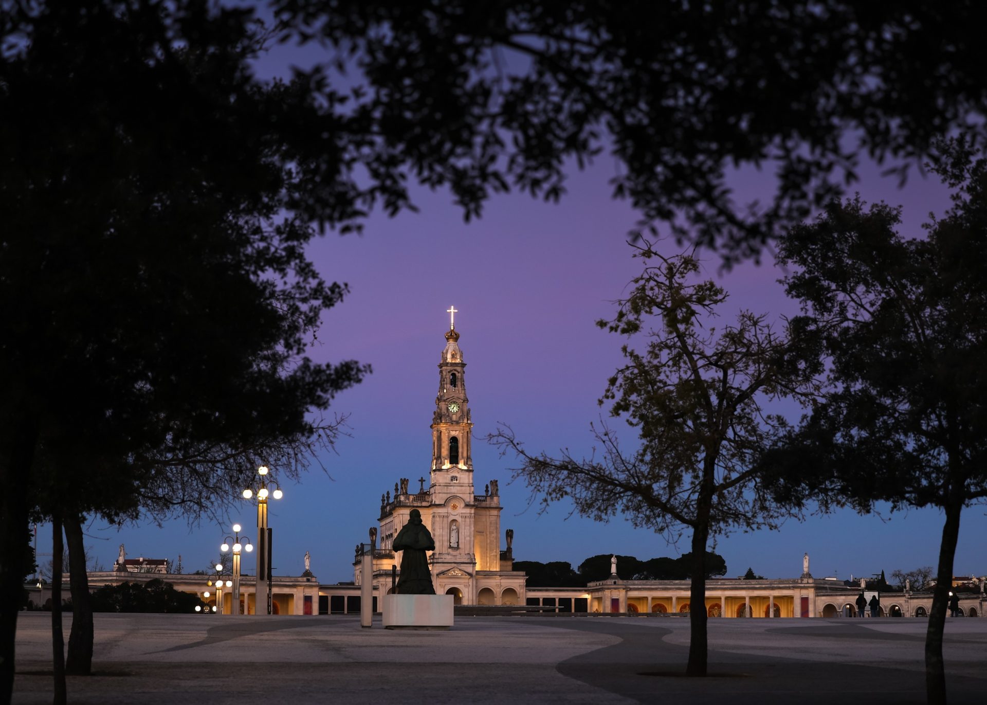 The Sanctuary of Fátima at dusk