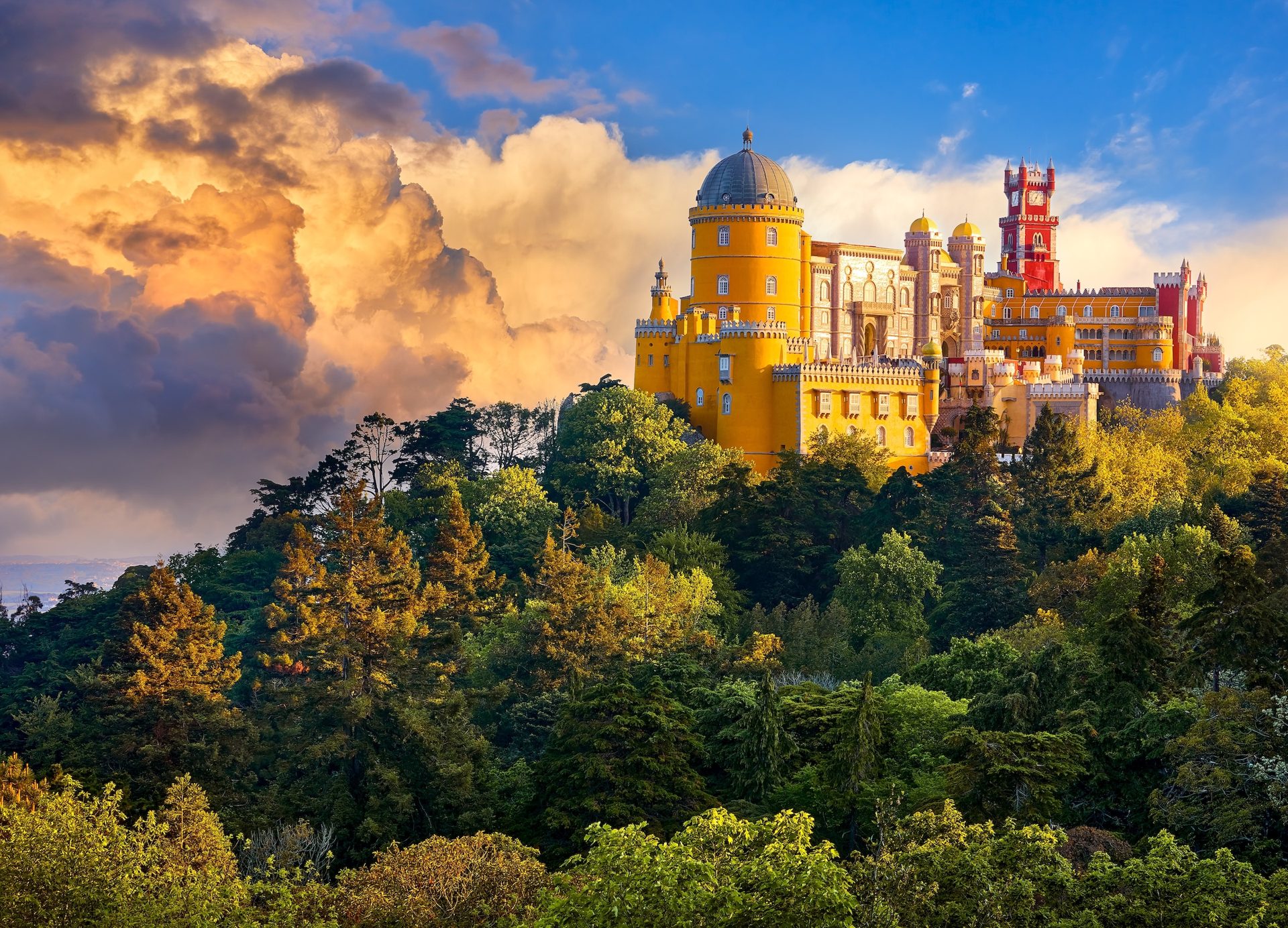 Pena Palace above the Sintra hills