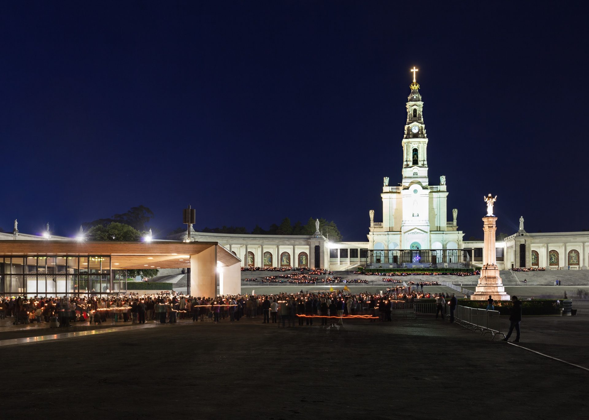 The Sanctuary of Fátima lit for the evening procession