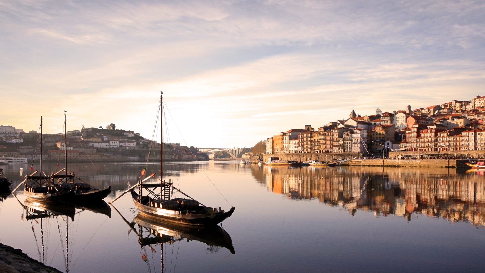 Porto’s riverfront at sunrise